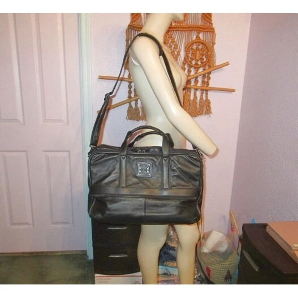 Vtg Geoffrey Beene Leather Executive Briefcase Business Travel Attache Bag